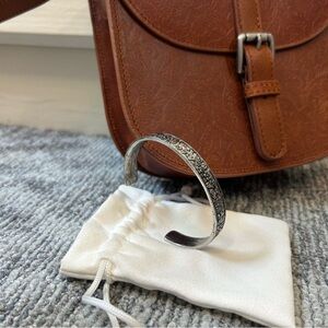 Silver Cuff Bracelet Engraved Metal Embossed Floral Detailing Southwest Country✨